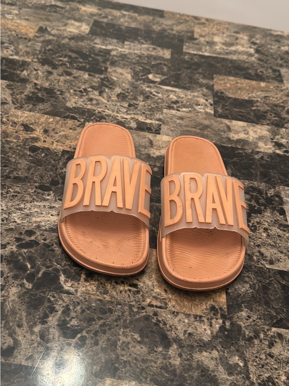 Peach 'BRAVE' Slide Sandals